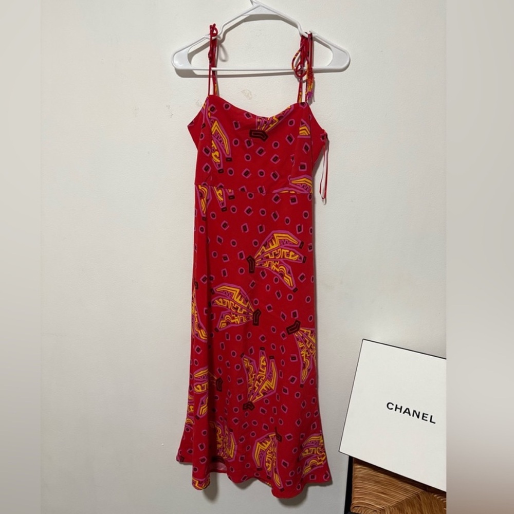 House of Harlow 1960 Red and Yellow Midi Dress Size Small - Picture 2 of 9